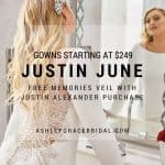 Justin June designer wedding gowns Ashley Grace Bridal