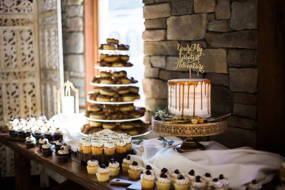 wedding dessert table and cake
