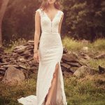 Lillian West Fitted Lace Slit Gown