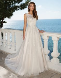 Justin Alexander Sweetheart with Illusion Ball Gown