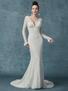 Antonia Long Sleeve Lace Fitted Gown