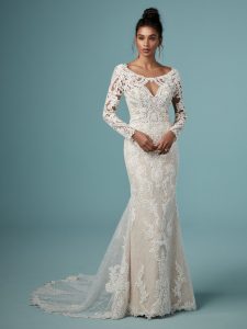 Cheyenne Long Sleeve Lace Fit and Flare Gown