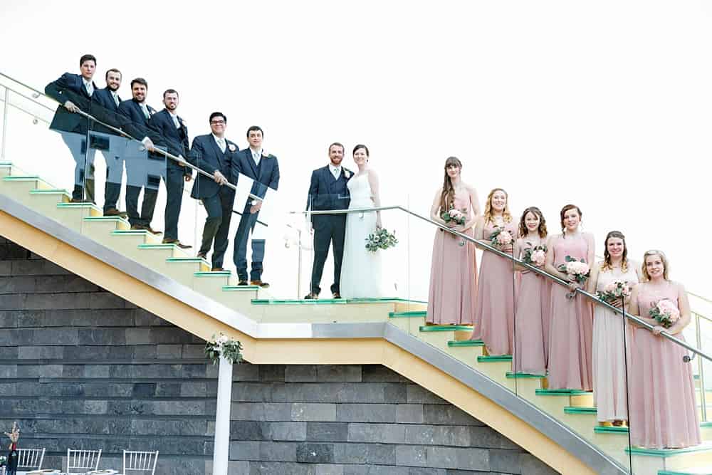 bridal party photos at Taubman Museum of Art