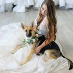 Bride and wedding dog