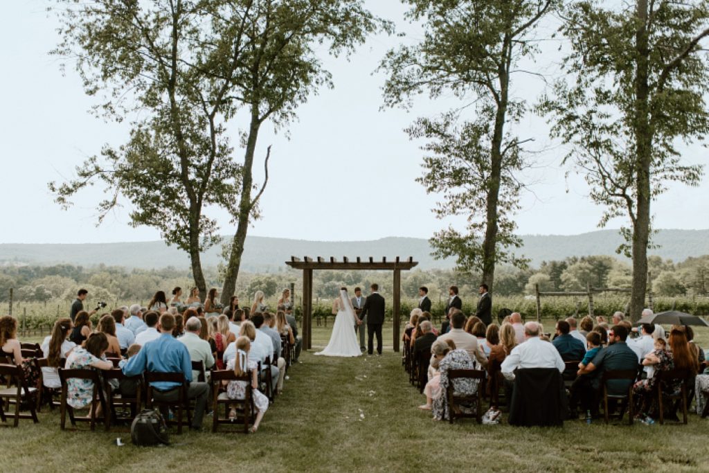couple getting married at vineyard