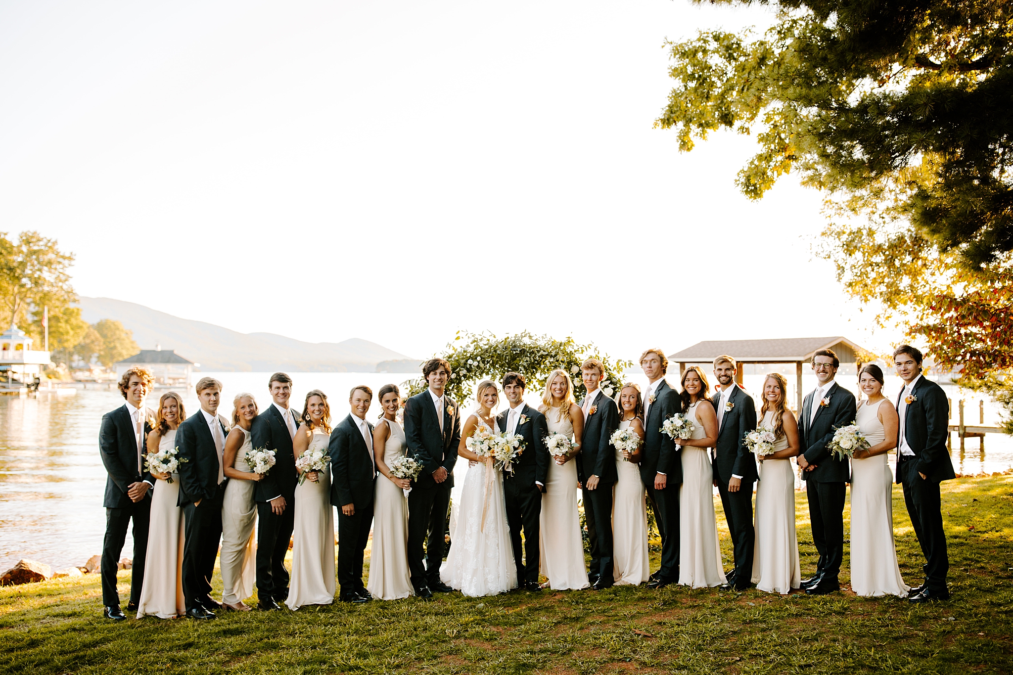 bridal party photos at smith mountain lake wedding