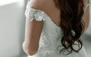 A bride shopping for a wedding dress at Ashley Grace Bridal