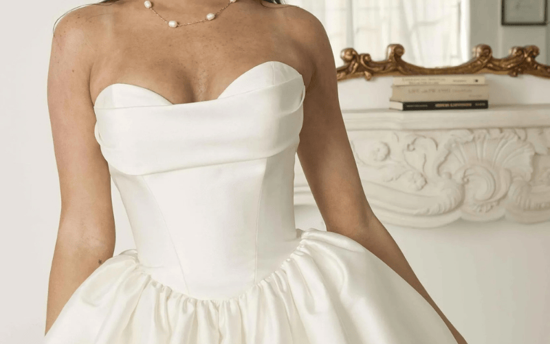 model wearing a ball gown 