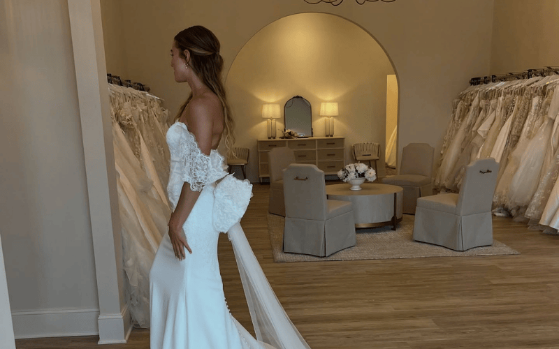 bride wearing a stunning gown from ashley grace bridal