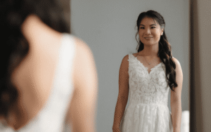 bride wearing a stunning gown from Ahslye Grace Bridal