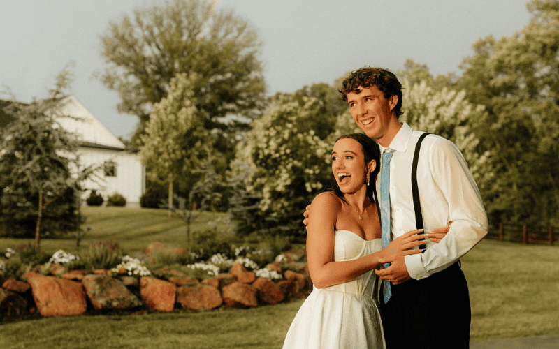 candid photo of bride and groom