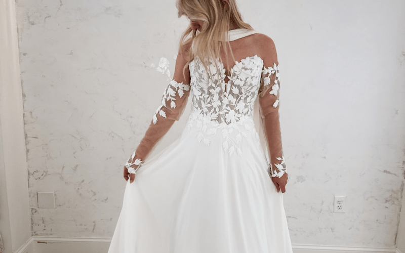 bride wearing a romantic dress