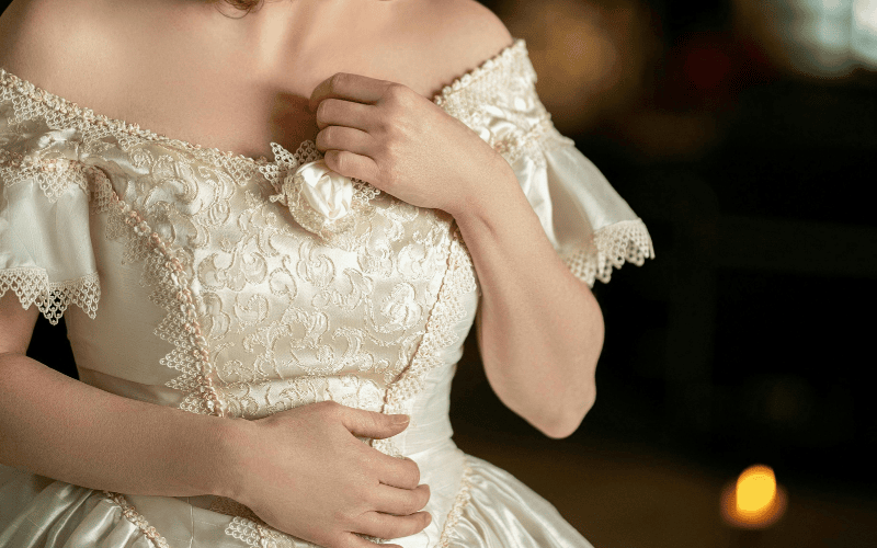 bride wearing a vintage wedding dress