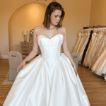 basque waist wedding dress