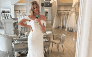 bridal tiktok, bride taking a mirror selfie