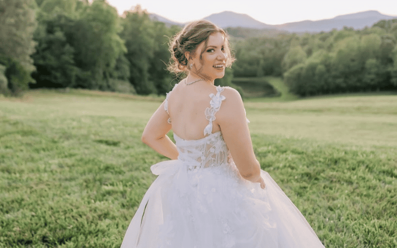 bride in a field