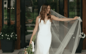 heirloom veil, bride wearing her wedding dress and veil