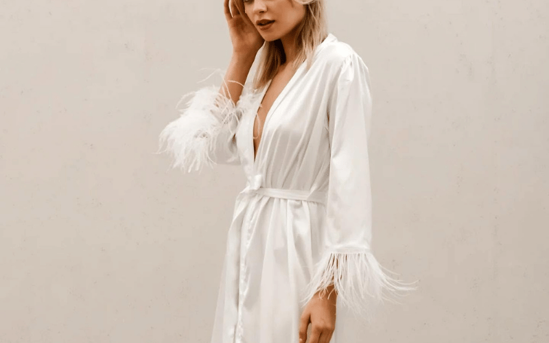 bride wearing a robe