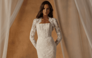 Structured Wedding Dresses, bride wearing a wedding gown with corset bodice